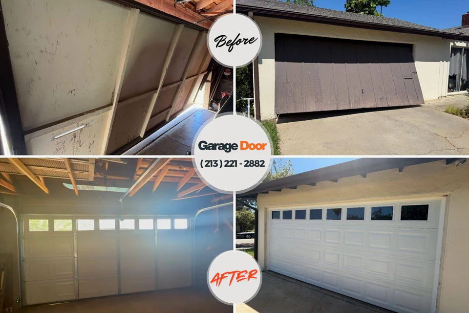 Before and after: garage door repair Elbow Lake, MN